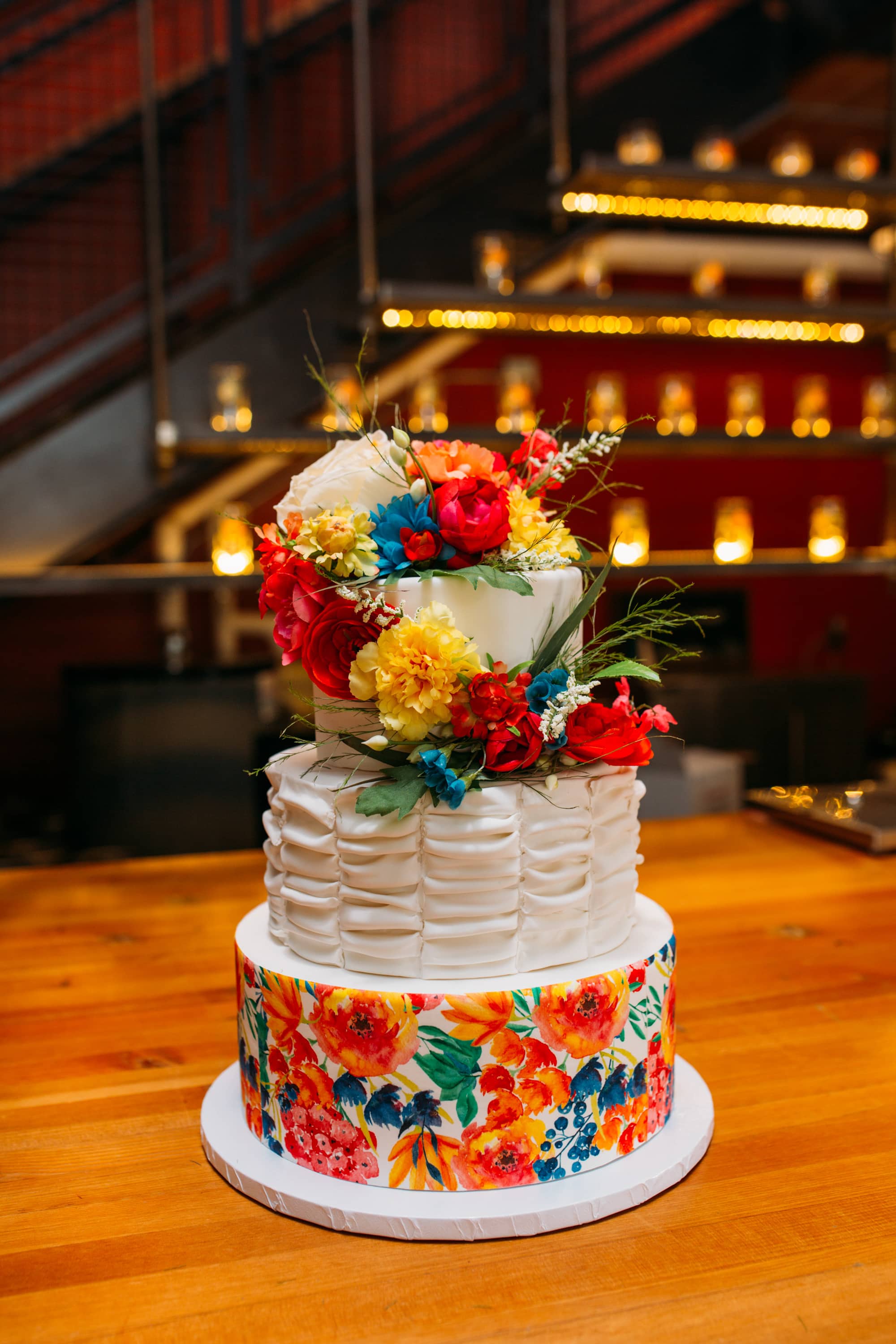fiesta wedding cake, colorful wedding cake, 