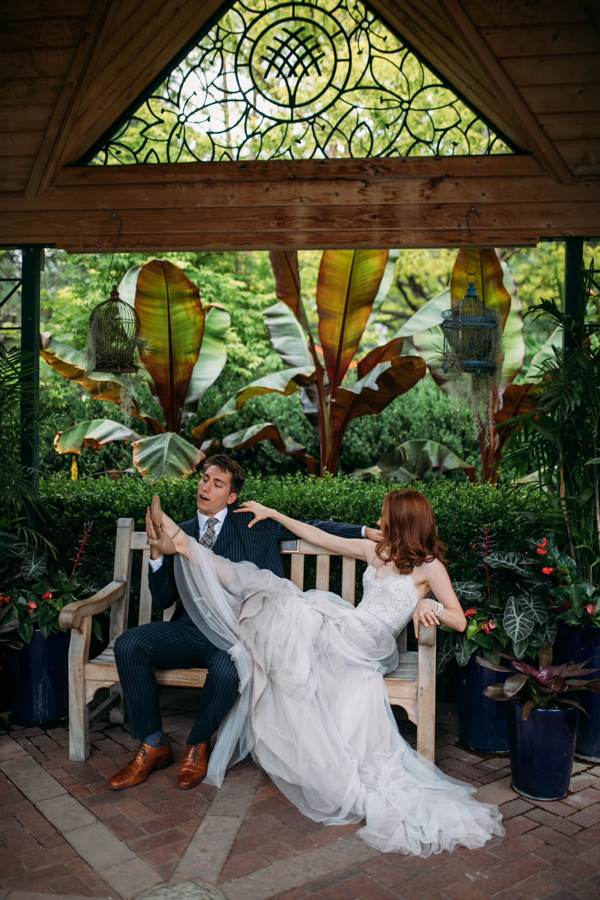 fun bride and groom photos, getting married at botanic gardens, getting married in colorado, colorado venues, garden venue, fun bride and groom