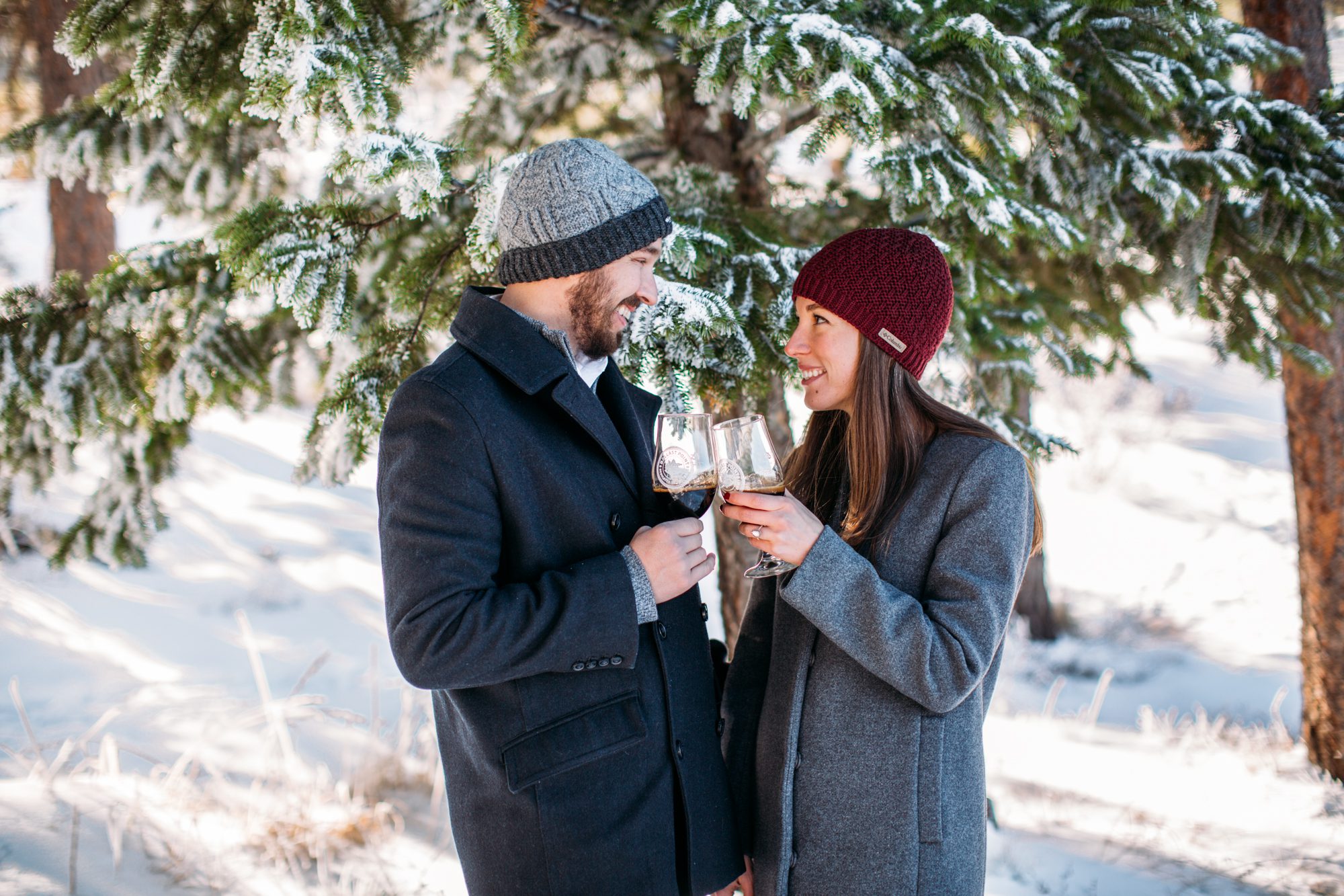 beer engagement session, winter engagement session, winter engagement photos, cute engagement photos, snowy engagement photos, colorado engagement, colorado engagement photographer, denver engagement photographer, cold weather engagement photos, couples photo posing, engagement photo posing