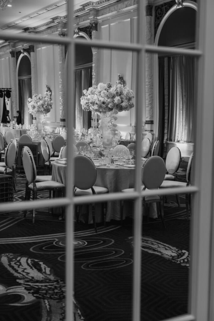Wedding detail photo during luxury Seattle wedding reception at the Fairmont Olympic Hotel