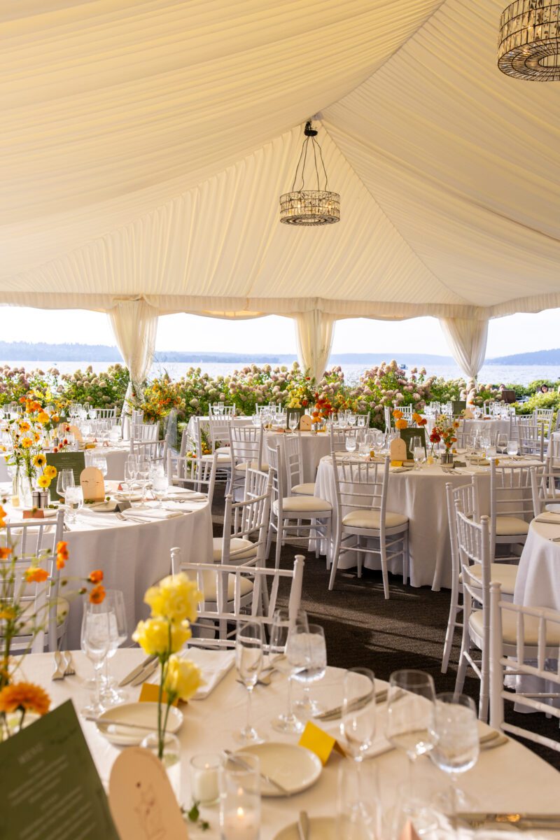 woodmark hotel wedding, woodmark hotel and still spa wedding, summer tent wedding in seattle