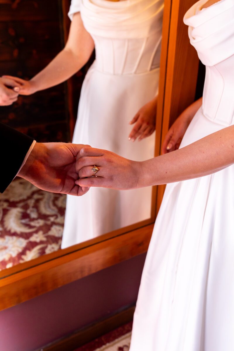 Bride and groom portraits upstairs in Bellingham for their Chuckanut Bay Distillery wedding