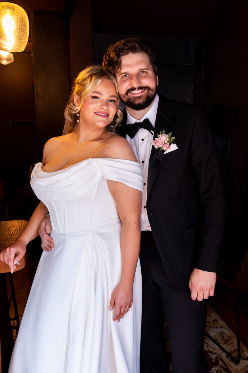 Bride and groom portraits upstairs in Bellingham for their Chuckanut Bay Distillery wedding