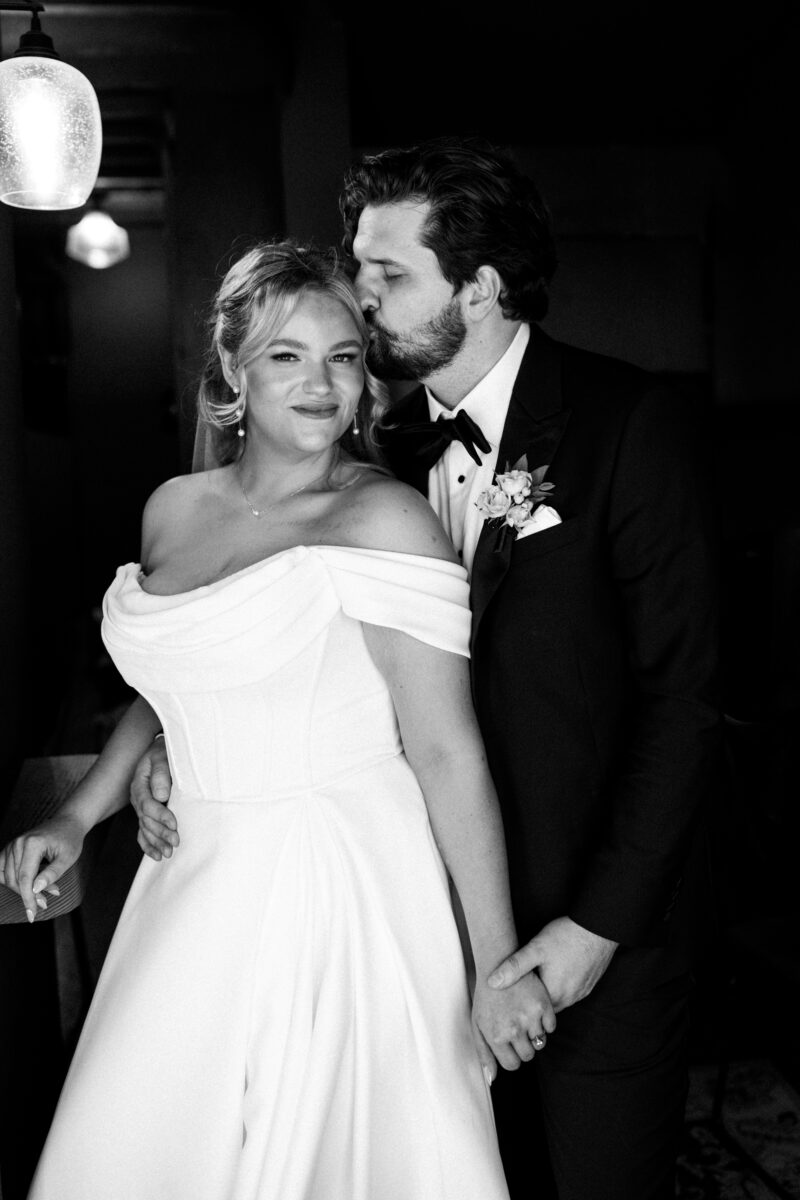 Bride and groom portraits upstairs in Bellingham for their Chuckanut Bay Distillery wedding