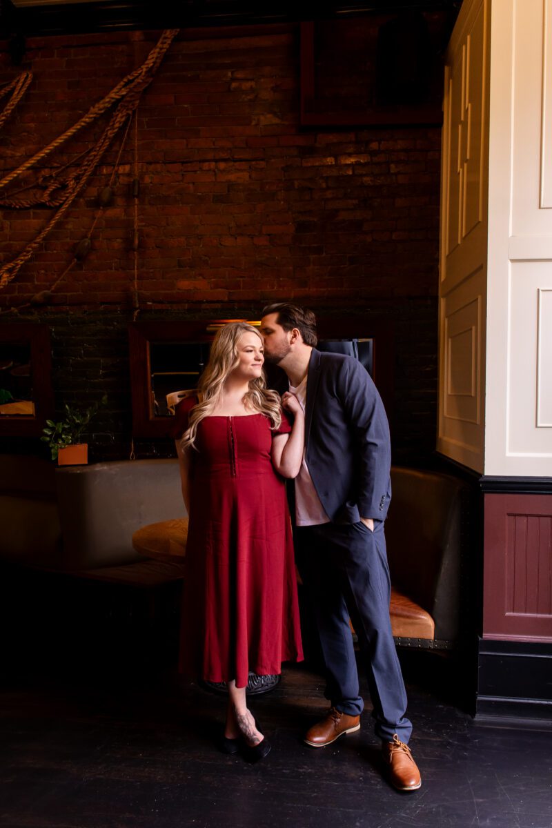 ballard engagement photos, engagement photos at bar, first date bar engagement photos, ballard seattle engagement photographer