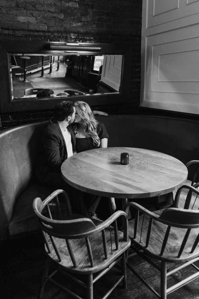 ballard engagement photos, engagement photos at bar, first date bar engagement photos, ballard seattle engagement photographer