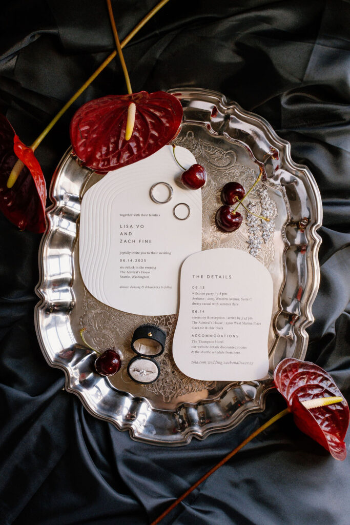 red and silver invite suite
