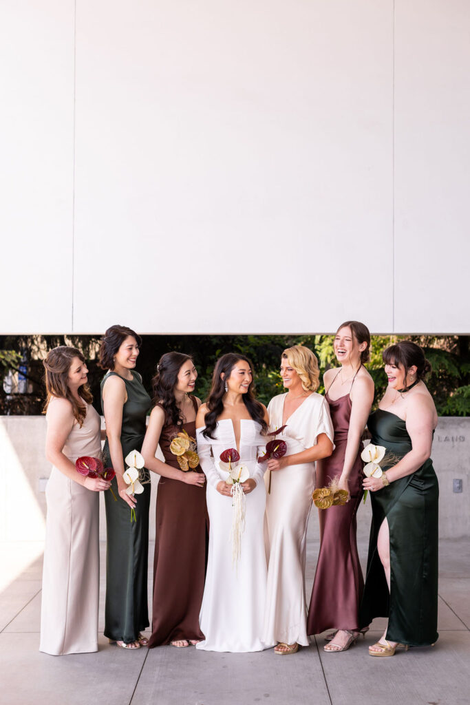 bride with her bridesmaids