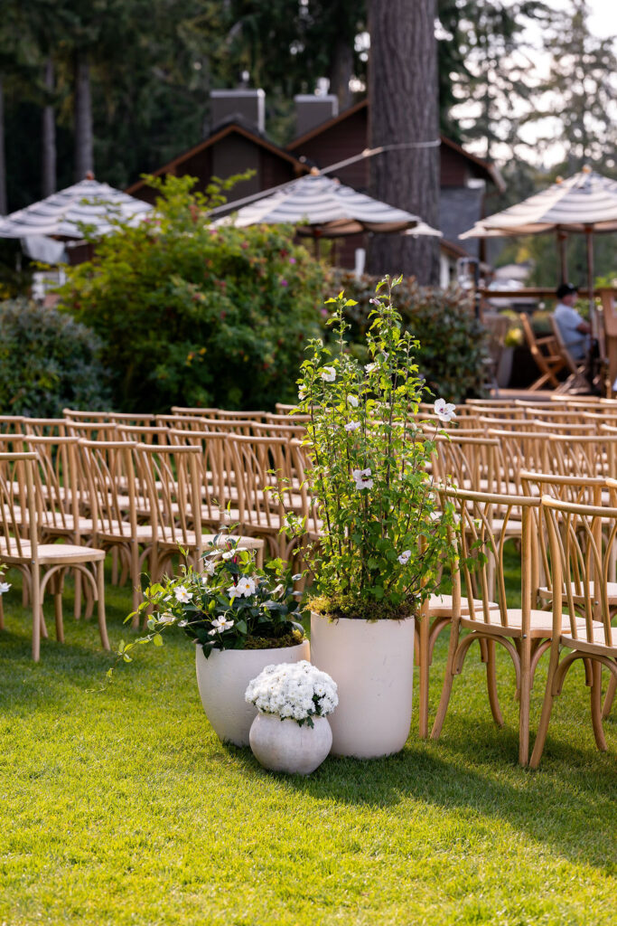 wedding ceremony set up at alderbrook