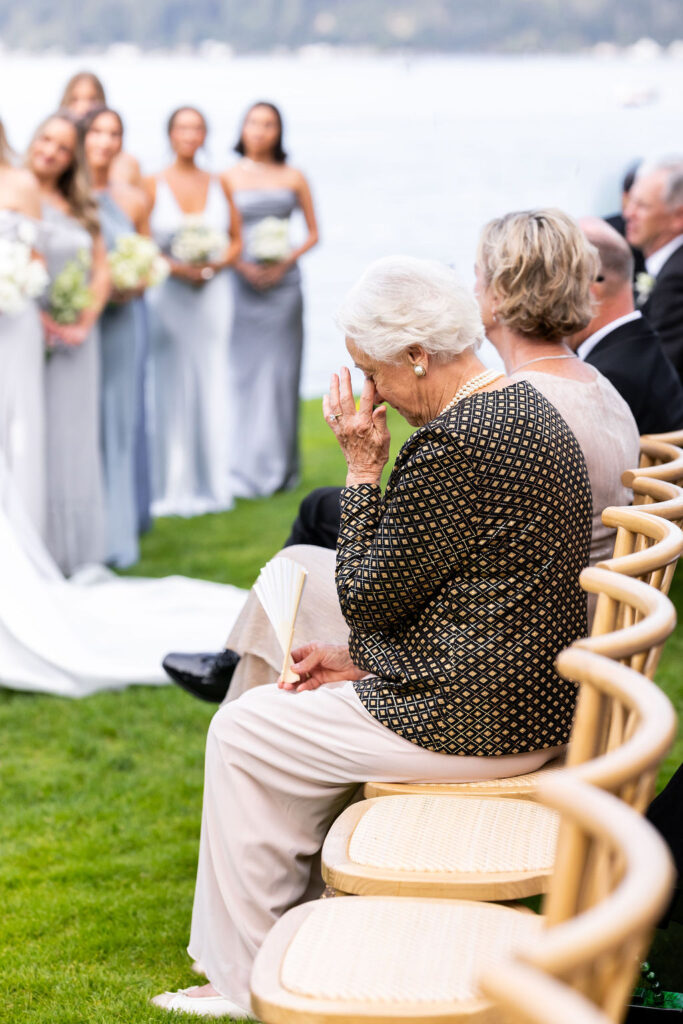 grandma cries during ceremony at alderbrook
