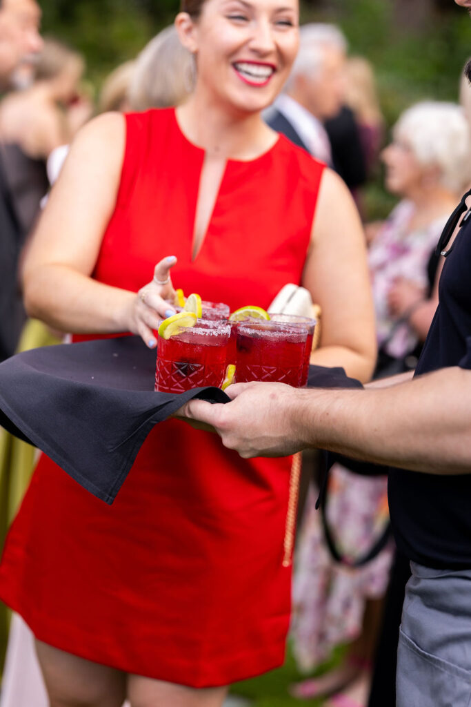 guests enjoy cocktail hour at wedding