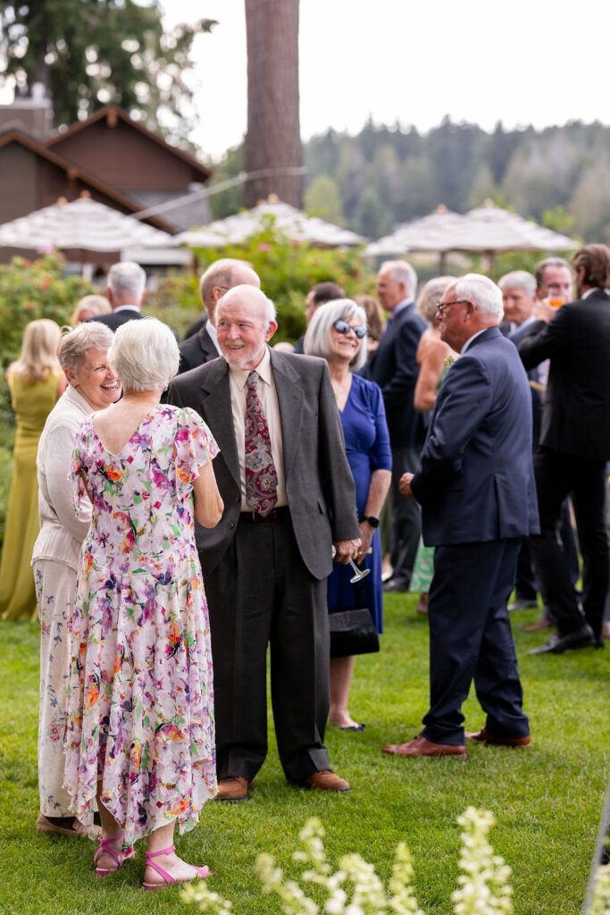 guests enjoy cocktail hour at wedding