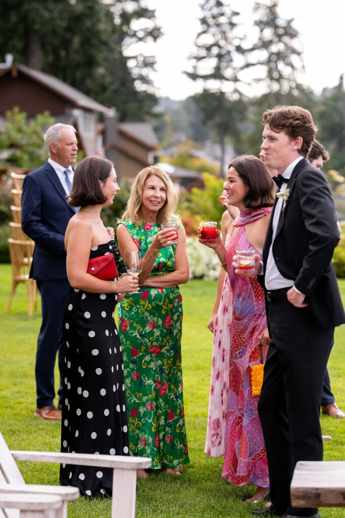 guests enjoy cocktail hour at wedding