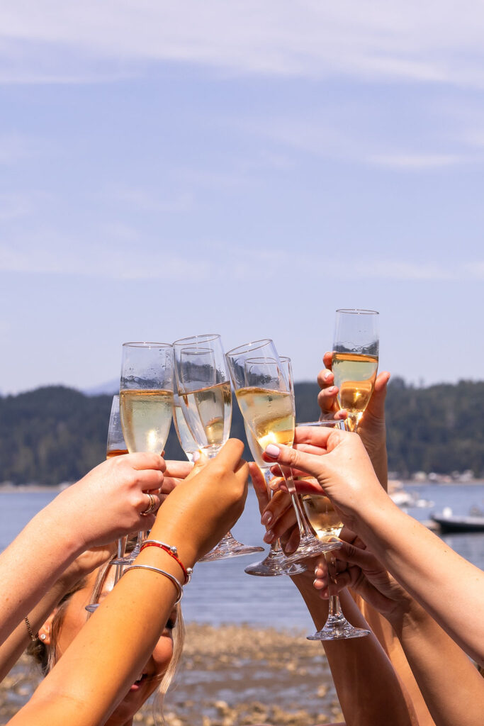 champagne toast into air