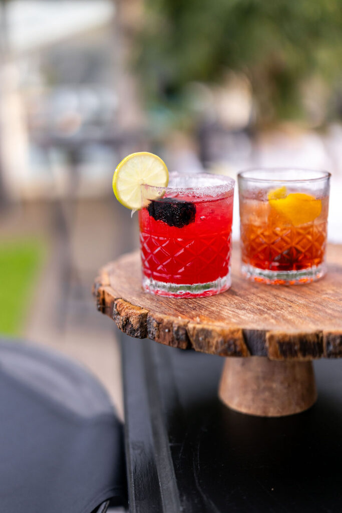 guests enjoy cocktail hour at wedding
