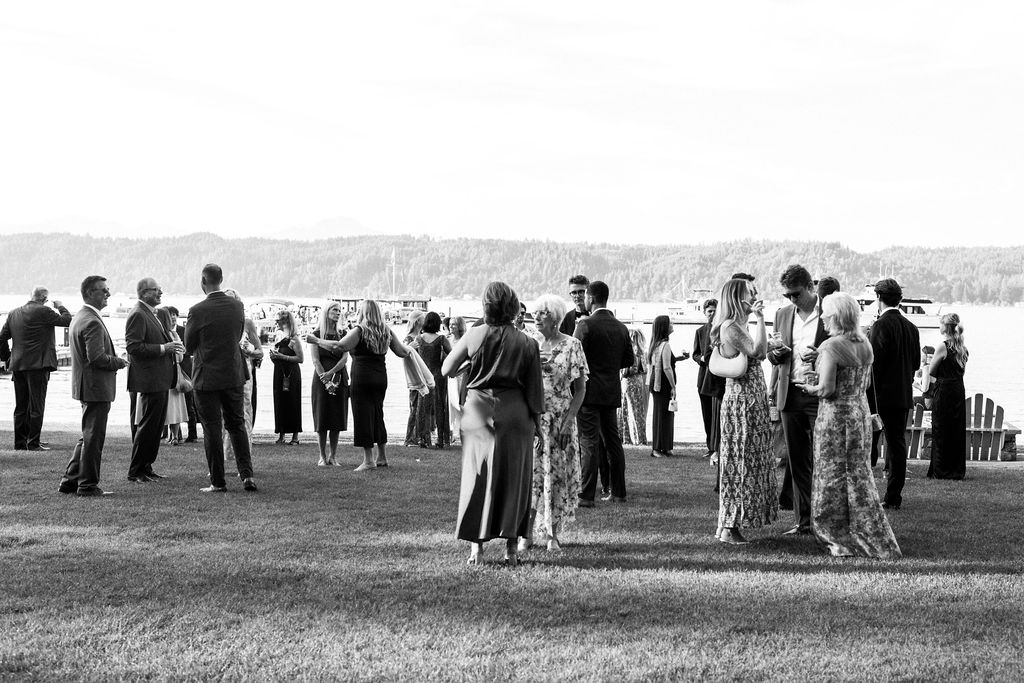 guests enjoy cocktail hour at wedding