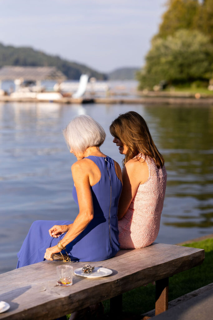 guests enjoy cocktail hour at wedding
