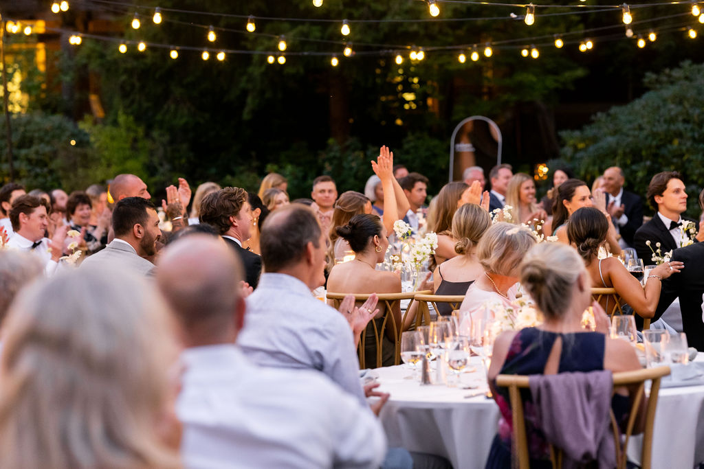 wedding crowd during toasts