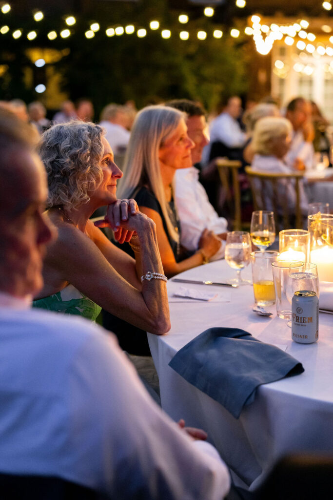 wedding crowd during toasts
