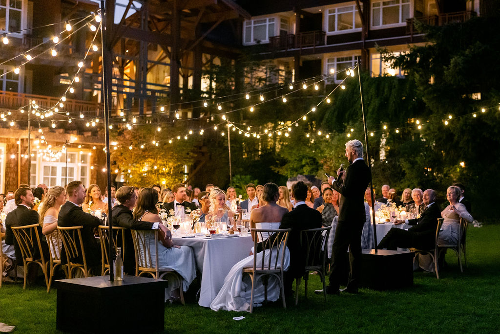 wedding crowd during toasts