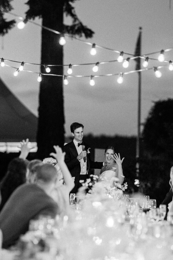 wedding crowd during toasts