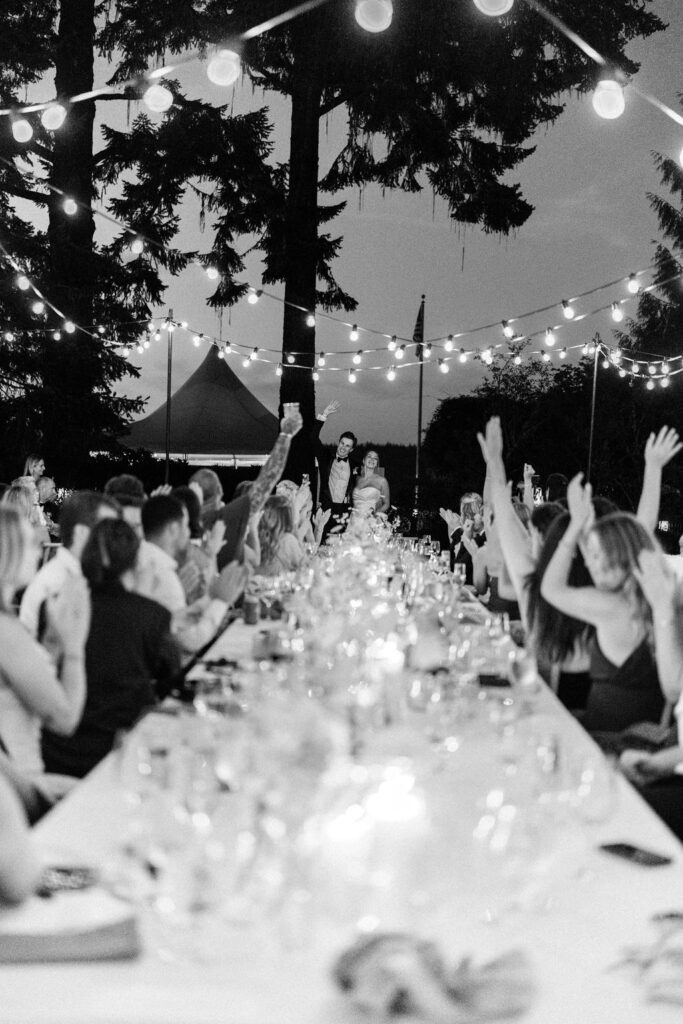 wedding crowd during toasts