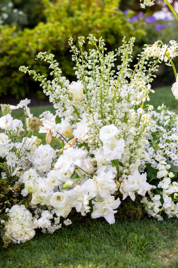 white flowers at wedding