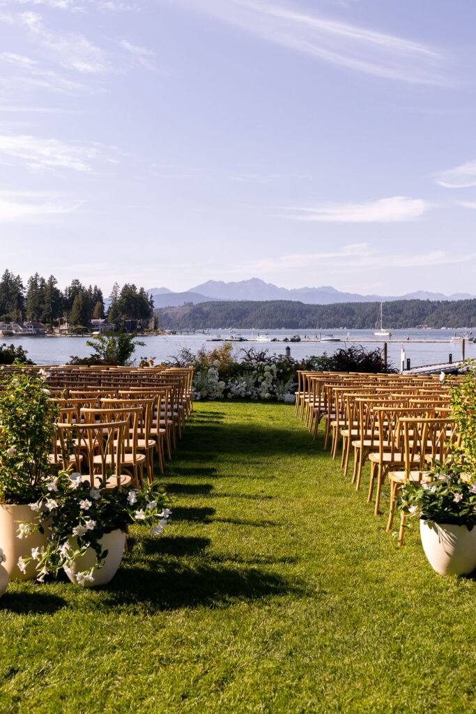wedding ceremony set up at Alderbrook