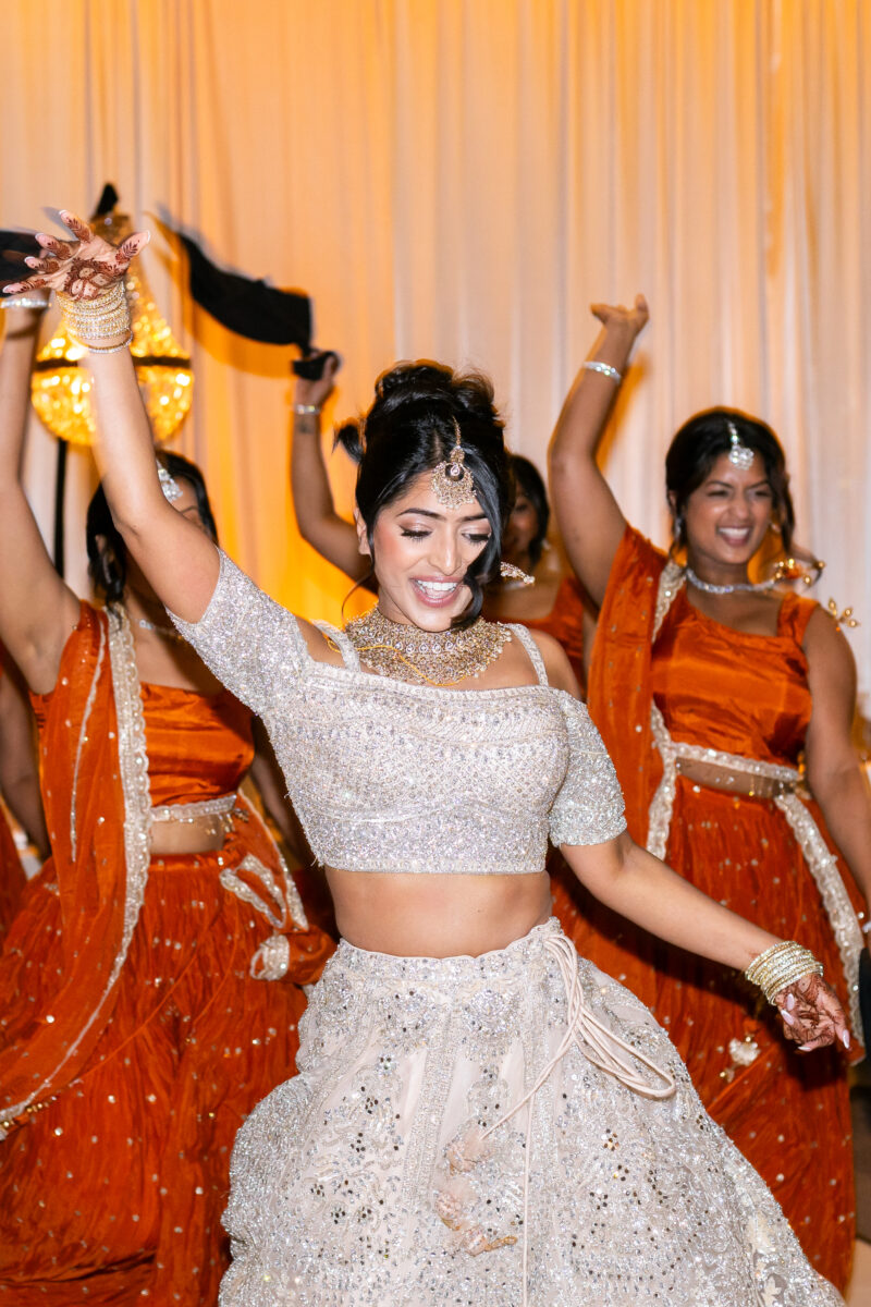 Indian dancing during Seattle Indian wedding downtown.