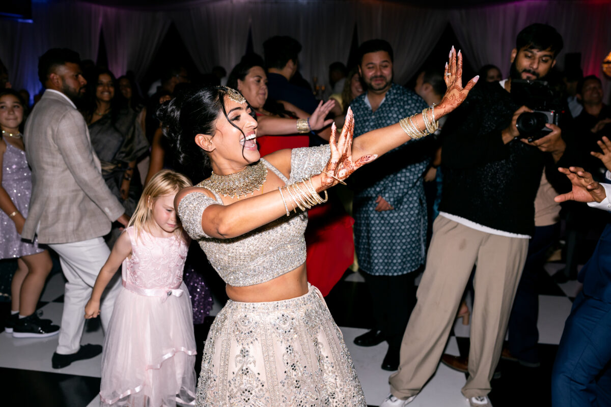 Indian dancing during Seattle Indian wedding downtown.