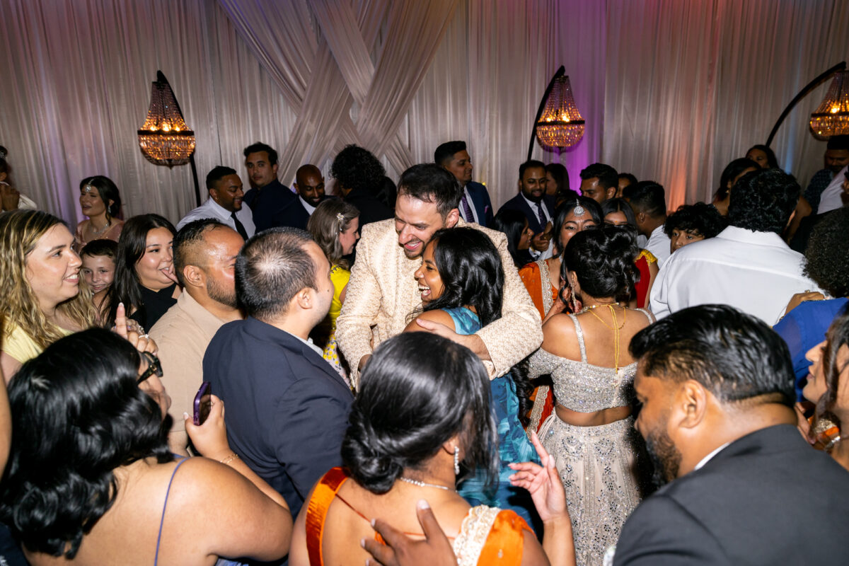 Indian dancing during Seattle Indian wedding downtown.