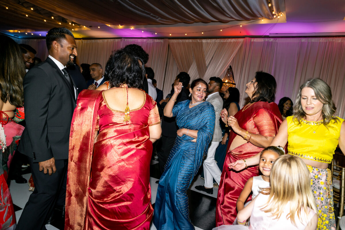Indian dancing during Seattle Indian wedding downtown.