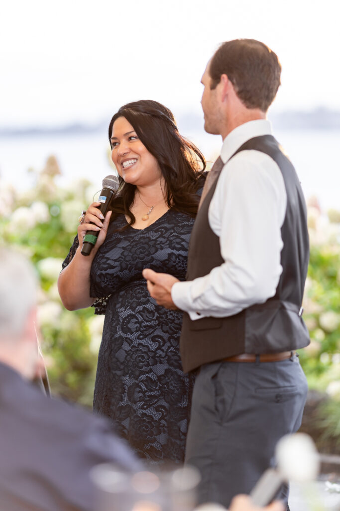 Guests giving wedding speeches