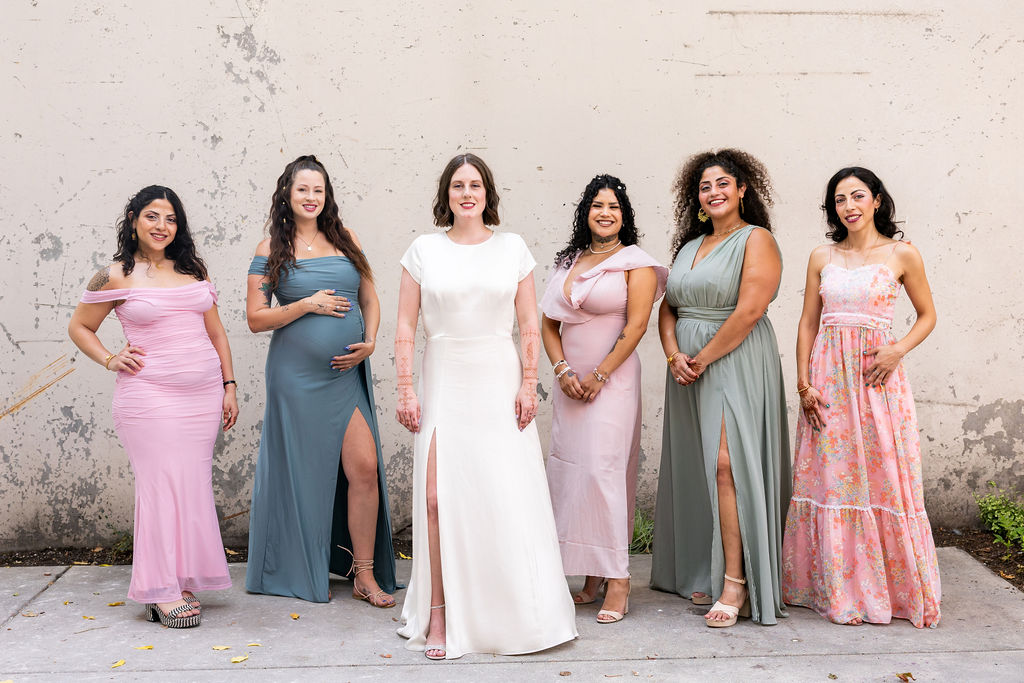 bride stand with her girls