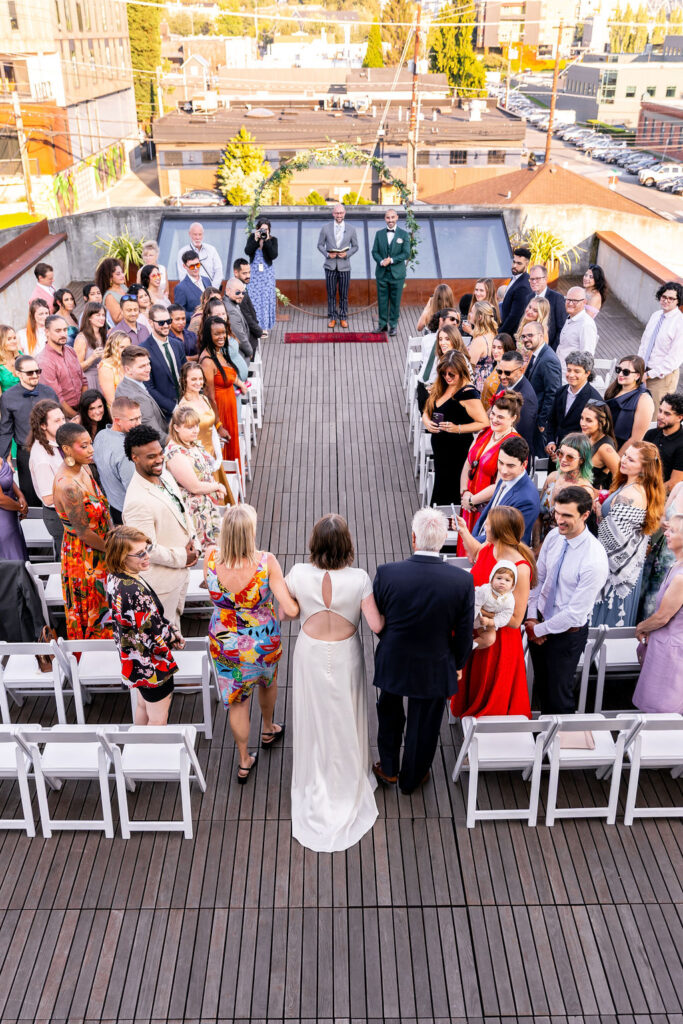 bride walks down aisle